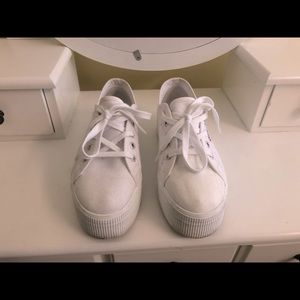 Superga white platform sneakers